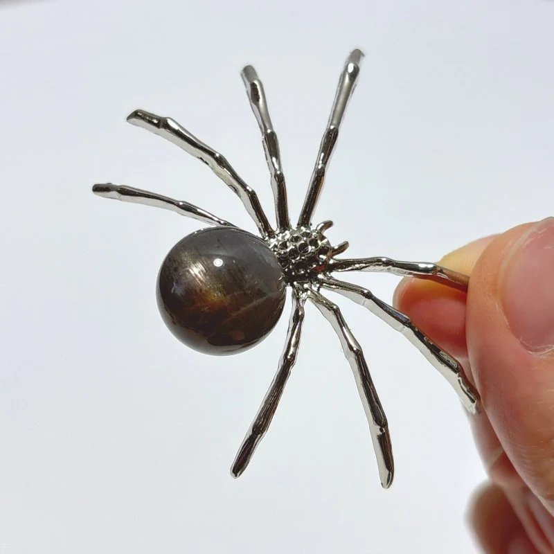 Black Sunstone Crystal Sphere Spider Ornament Handmade Alloy Spider Wholesale - Image 3
