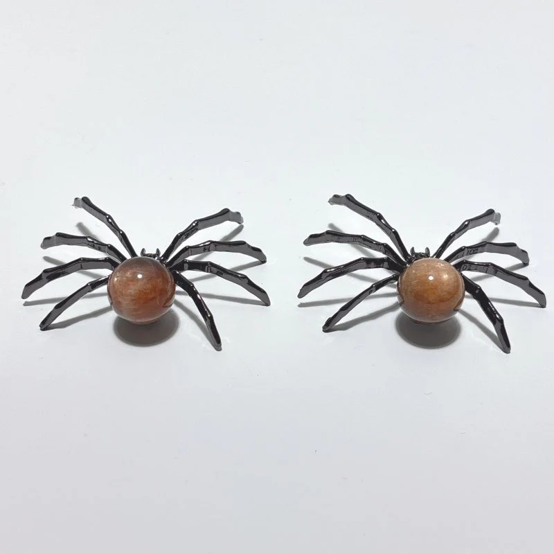 Black Sunstone Crystal Sphere Spider Ornament Handmade Alloy Spider Wholesale - Image 6