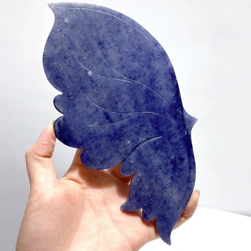 Blue Aventurine Butterfly Wing Carving With Stand - Image 3