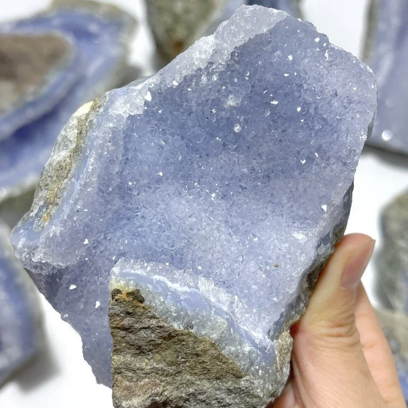 8 Pieces Large Blue Chalcedony Druzy Geode - Image 3