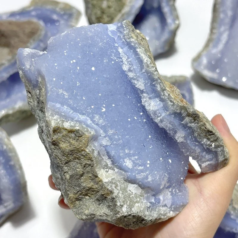 8 Pieces Large Blue Chalcedony Druzy Geode - Image 4