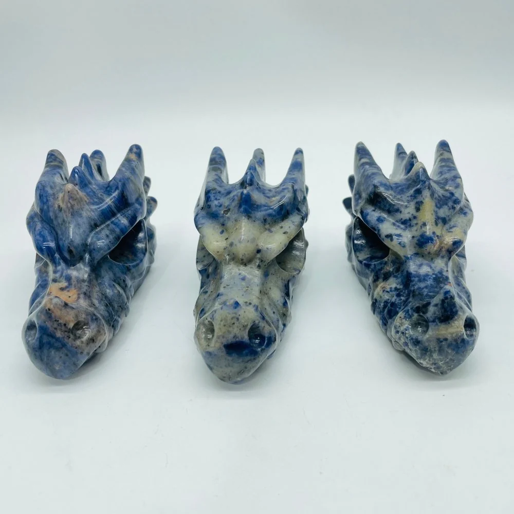 Blue Dot Spot Stone Dragon Head Carving Crystal Wholesale - Image 3
