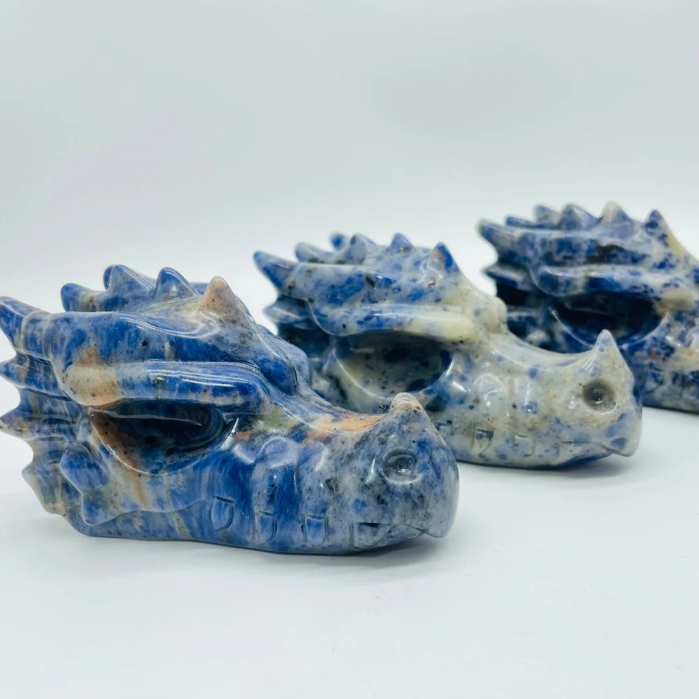 Blue Dot Spot Stone Dragon Head Carving Crystal Wholesale - Image 4