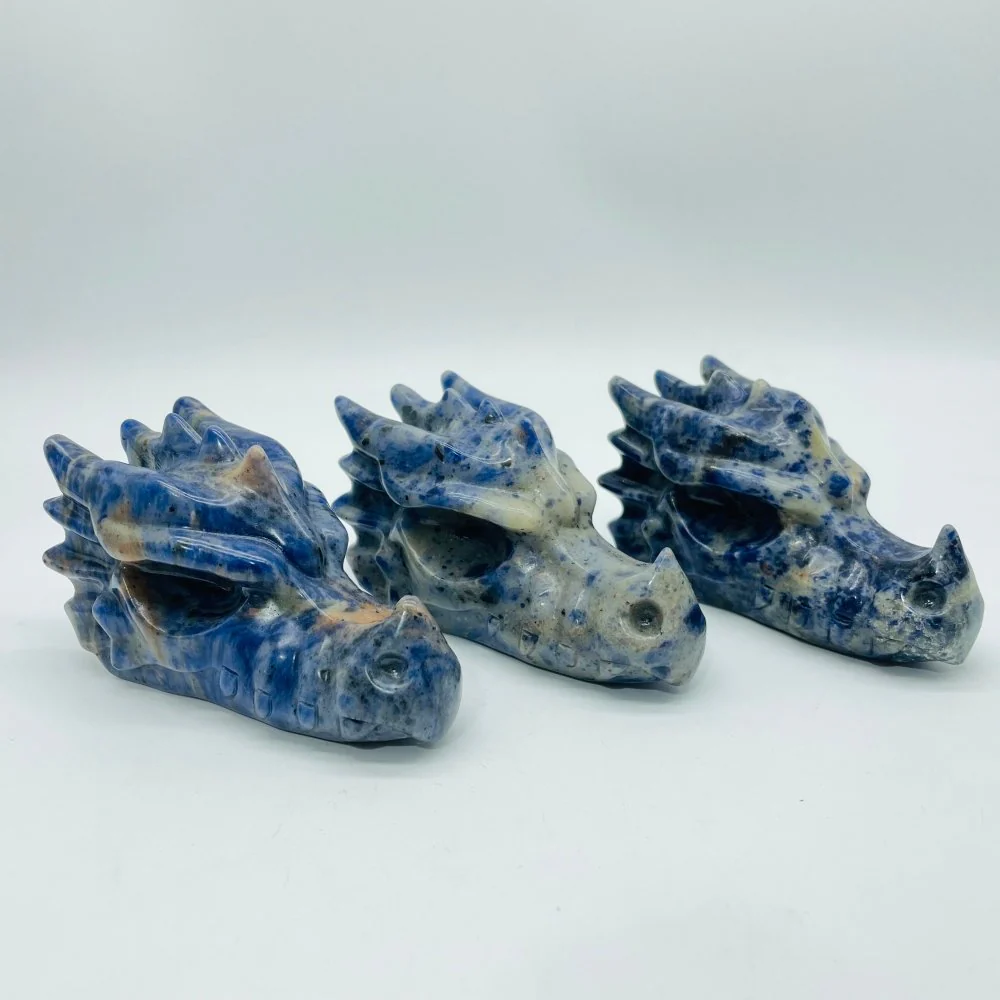 Blue Dot Spot Stone Dragon Head Carving Crystal Wholesale - Image 5