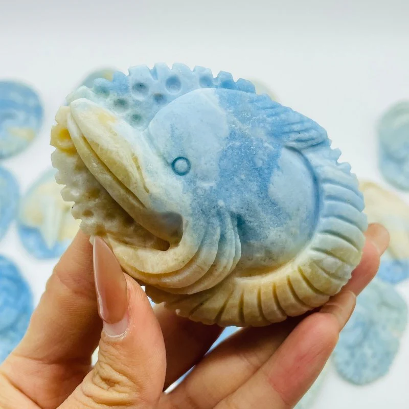 17 Pieces Blue Dumortierite Dolphin Carving - Image 5