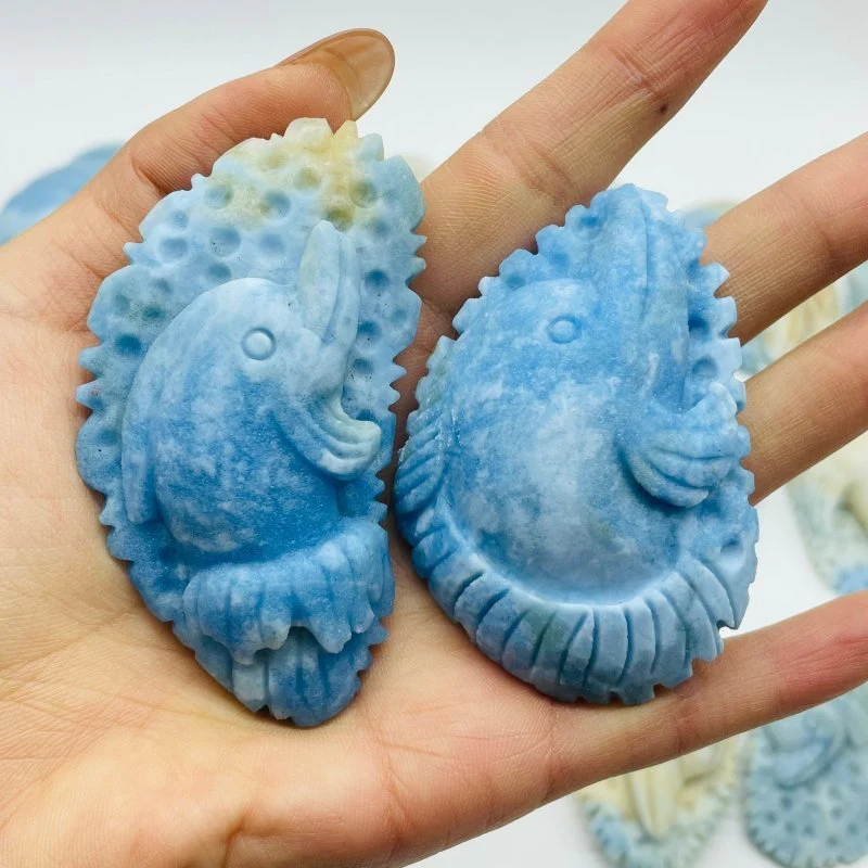 17 Pieces Blue Dumortierite Dolphin Carving - Image 8