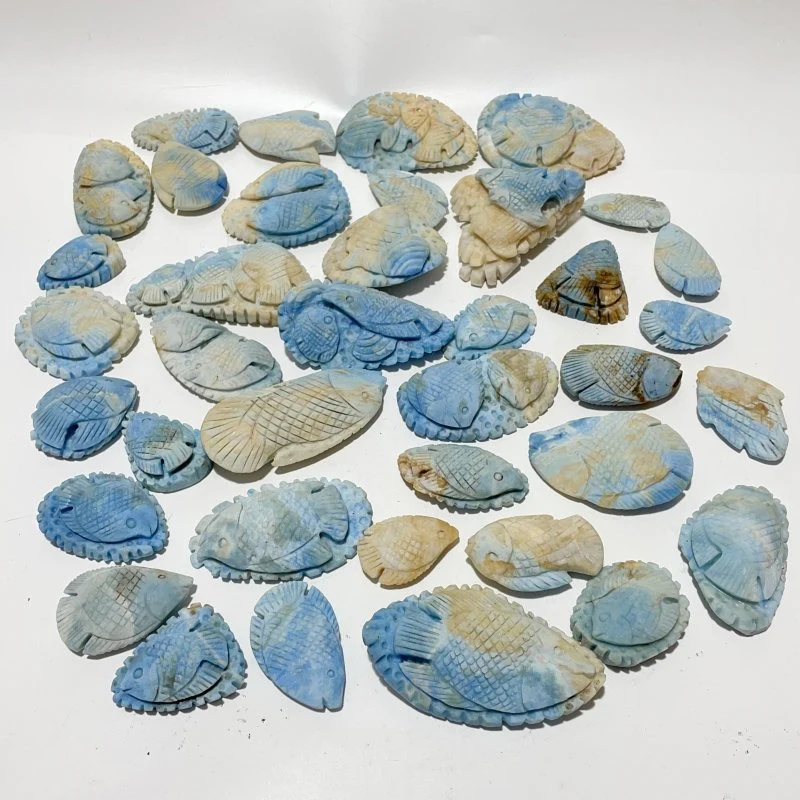 38 Pieces Blue Dumortierite Fish Carving