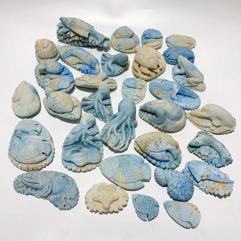 31 Pieces Blue Dumortierite Sea Animal Carving - Image 2