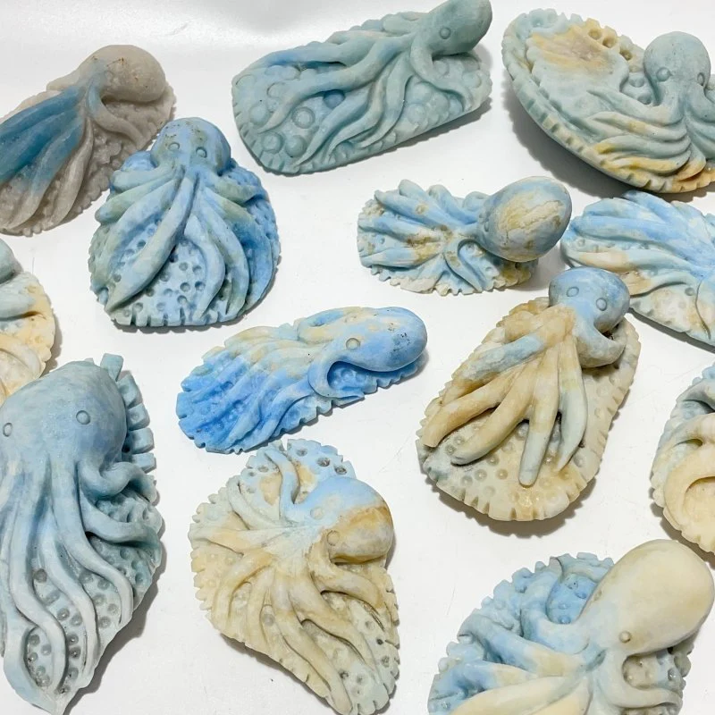 14 Pieces Blue Dumortierite Underwater World Octopus Carving - Image 2