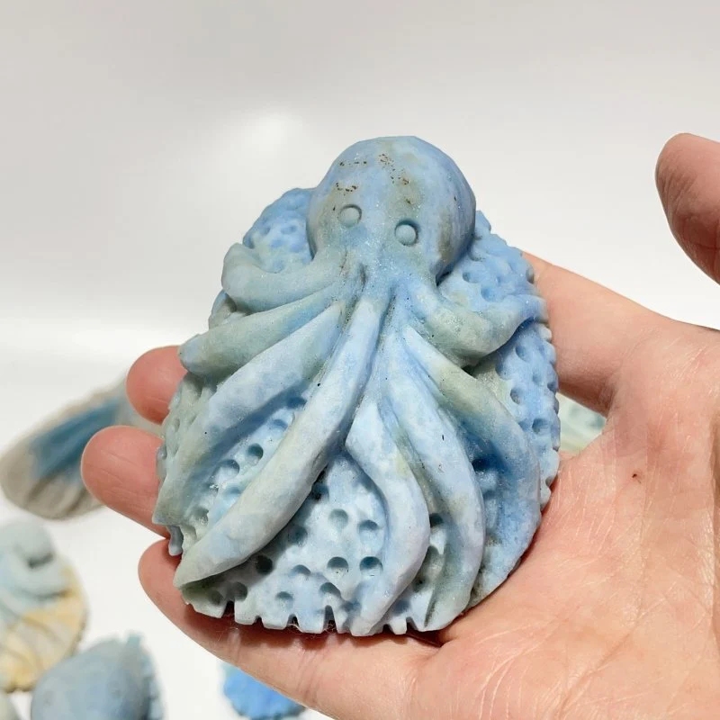 14 Pieces Blue Dumortierite Underwater World Octopus Carving - Image 4