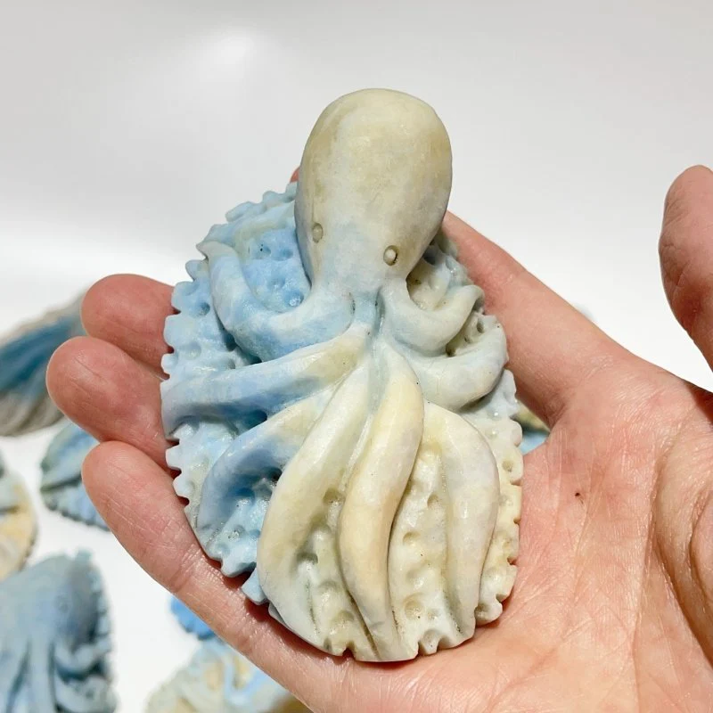 14 Pieces Blue Dumortierite Underwater World Octopus Carving - Image 5