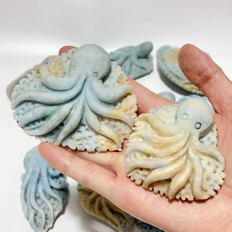 14 Pieces Blue Dumortierite Underwater World Octopus Carving - Image 6
