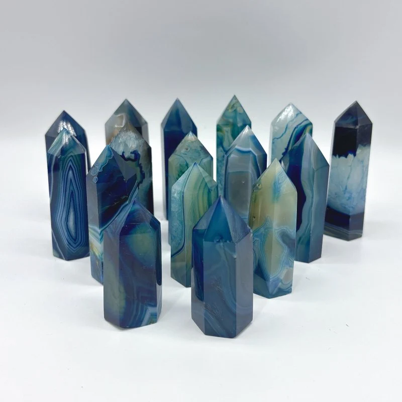 Blue Dyed Agate Tower Point Wholesale