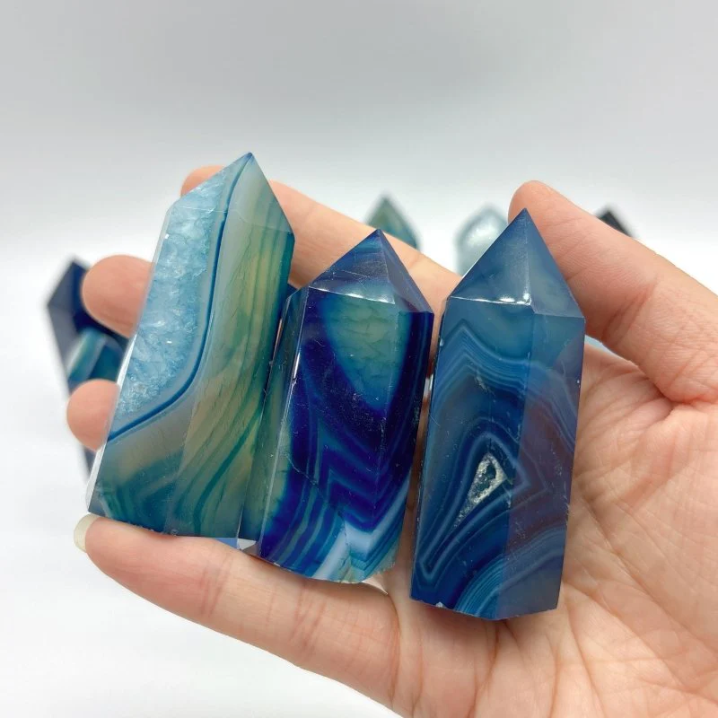 Blue Dyed Agate Tower Point Wholesale - Image 2