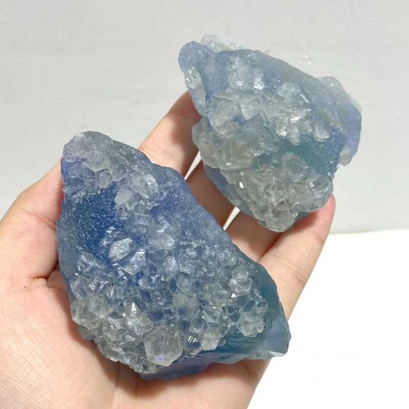 14 Pieces Blue Fluorite Mixed Calcite Raw Stone Specimen For Collection - Image 7