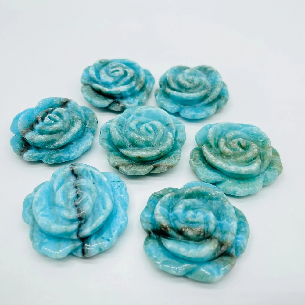 Blue Hemimorphite Rose Flower Carving Crystal Wholesale - Image 3
