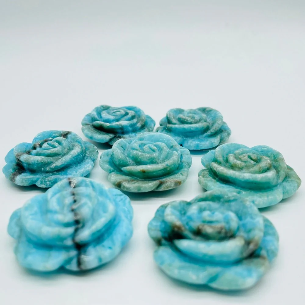 Blue Hemimorphite Rose Flower Carving Crystal Wholesale - Image 4