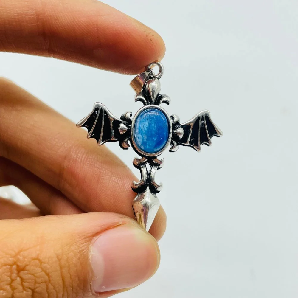 Blue Kyanite DIY Pendant Demon Sword Pendant Wholesale Gothic Sword with Devil Wing - Image 4