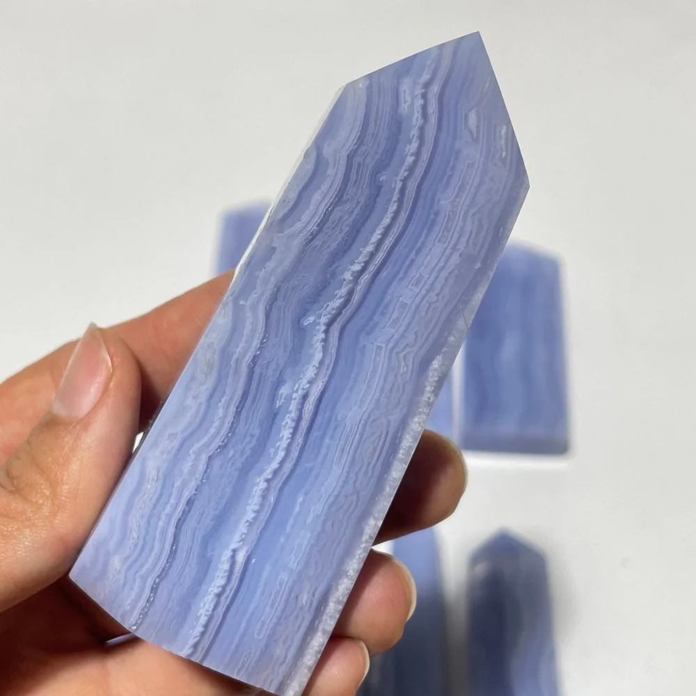 9 Pieces High Quality Blue Lace Agate Four-Sided Points - Image 2