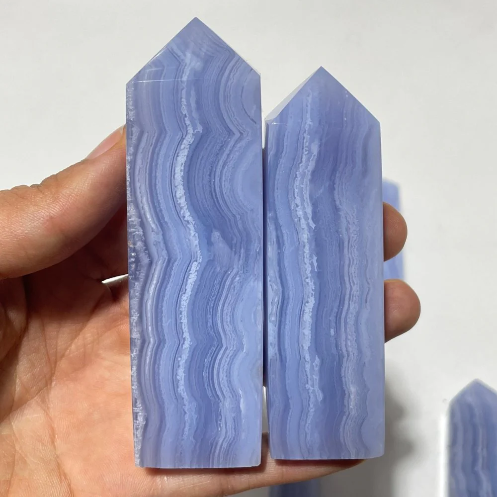 9 Pieces High Quality Blue Lace Agate Four-Sided Points - Image 3