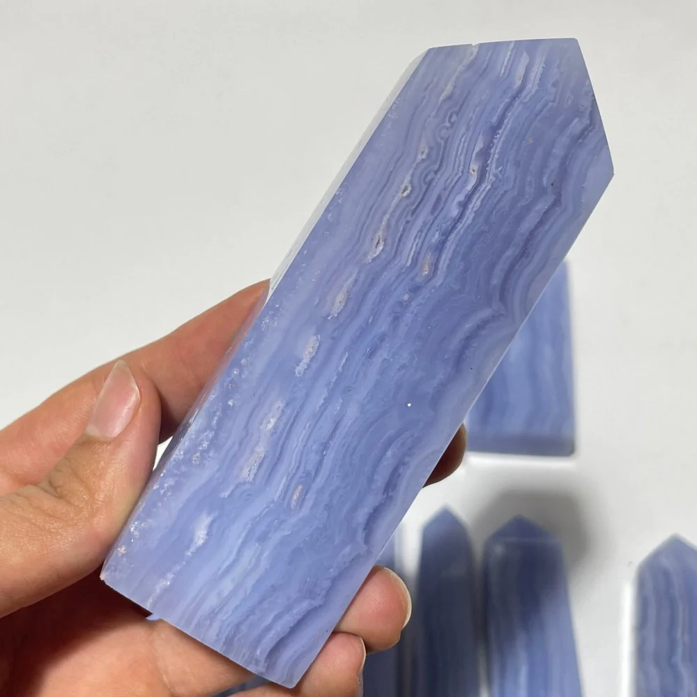 9 Pieces High Quality Blue Lace Agate Four-Sided Points - Image 4