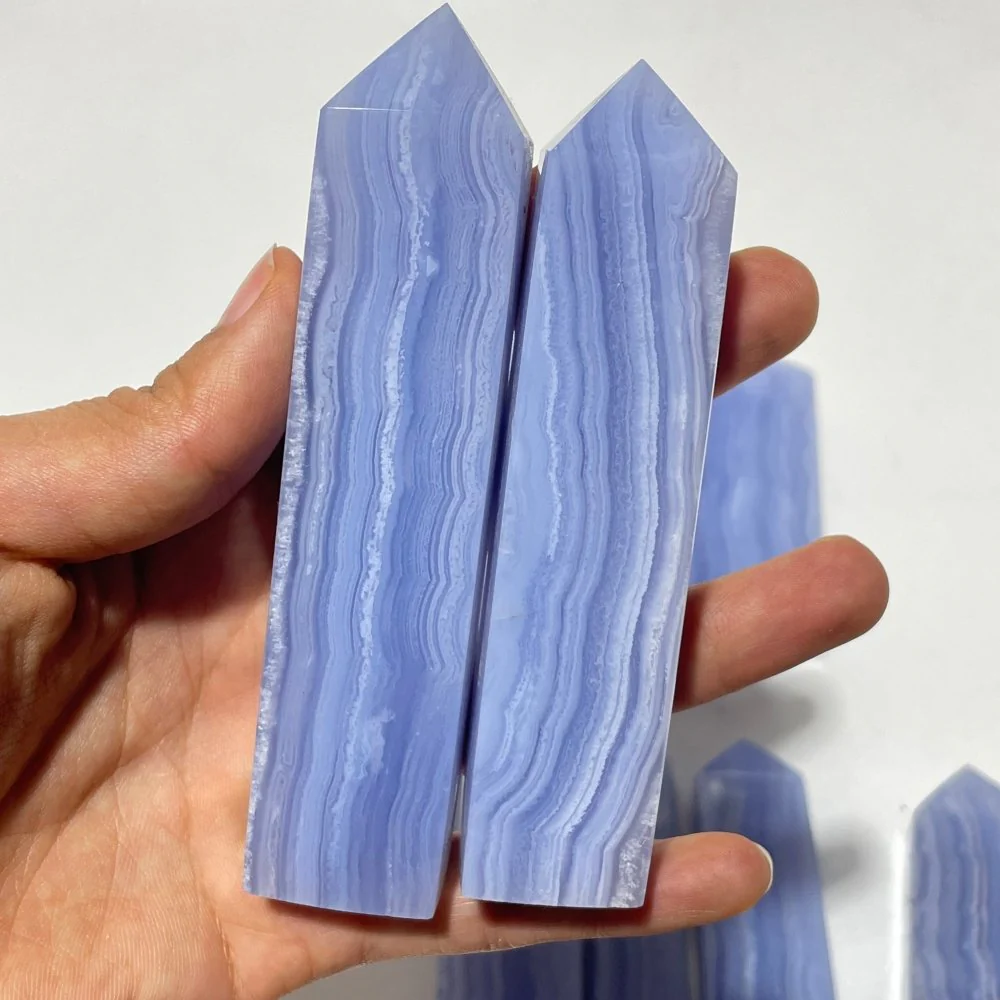 9 Pieces High Quality Blue Lace Agate Four-Sided Points - Image 5