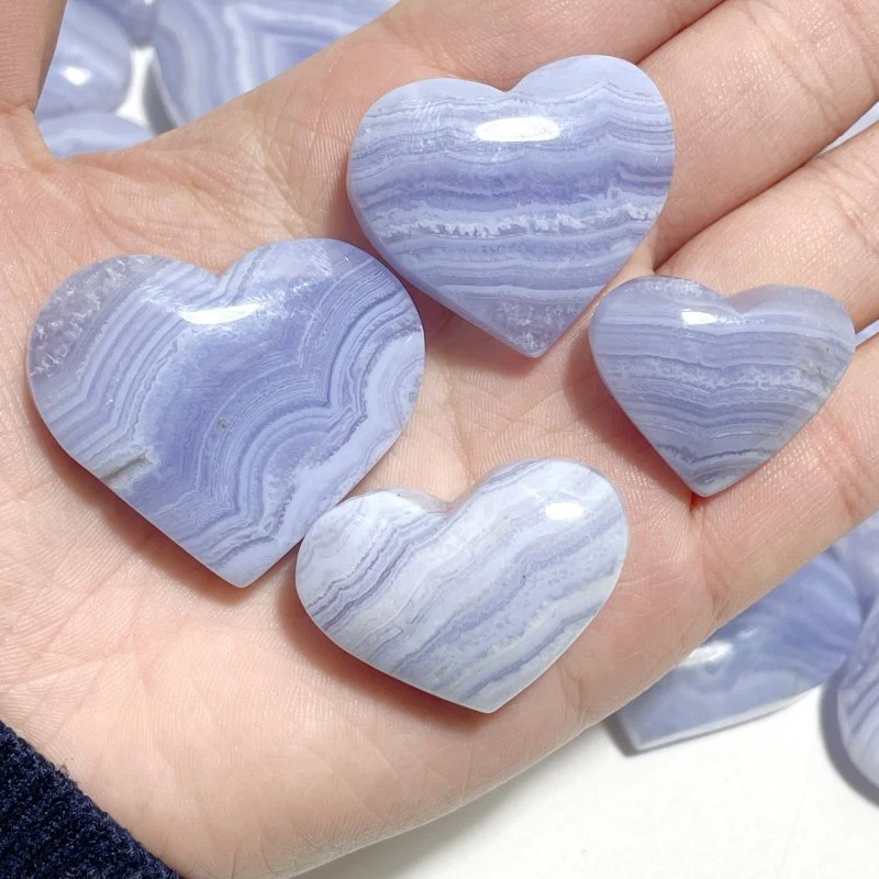 45 Pieces High Quality Blue Lace Agate Heart