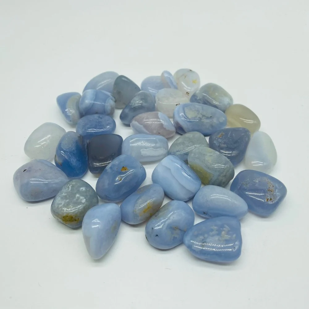 High Quality Stripe Blue Chalcedony Tumbled Wholesale - Image 3