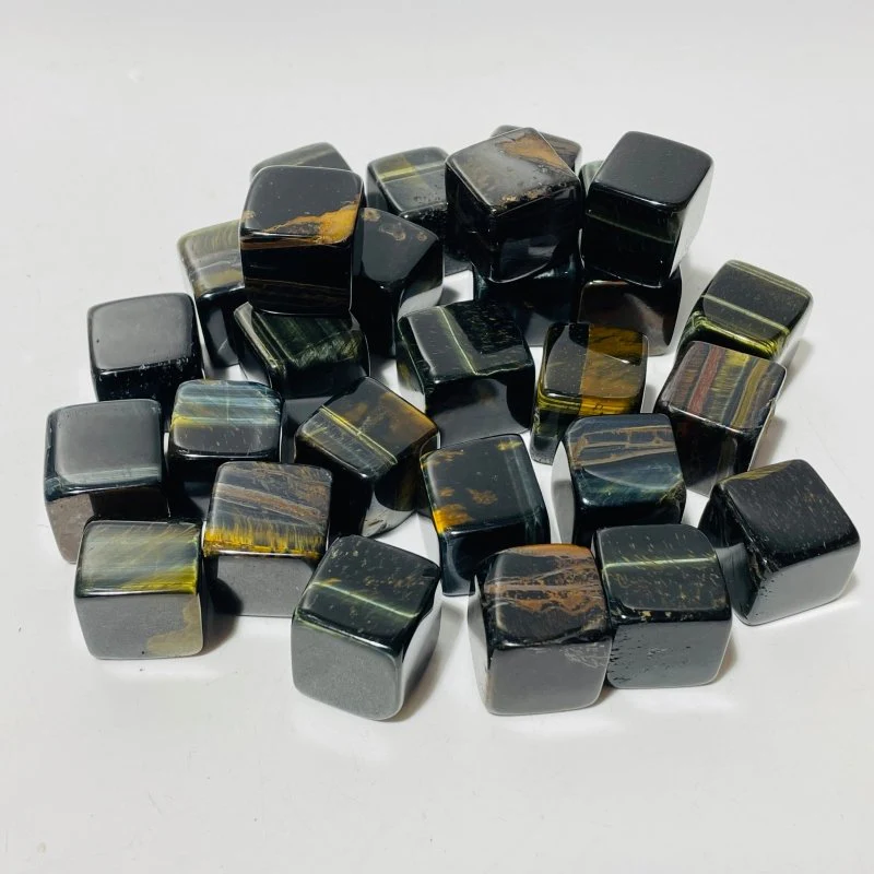 Blue Mixed Yellow Tiger Eye Cube Tumbled Wholesale - Image 2