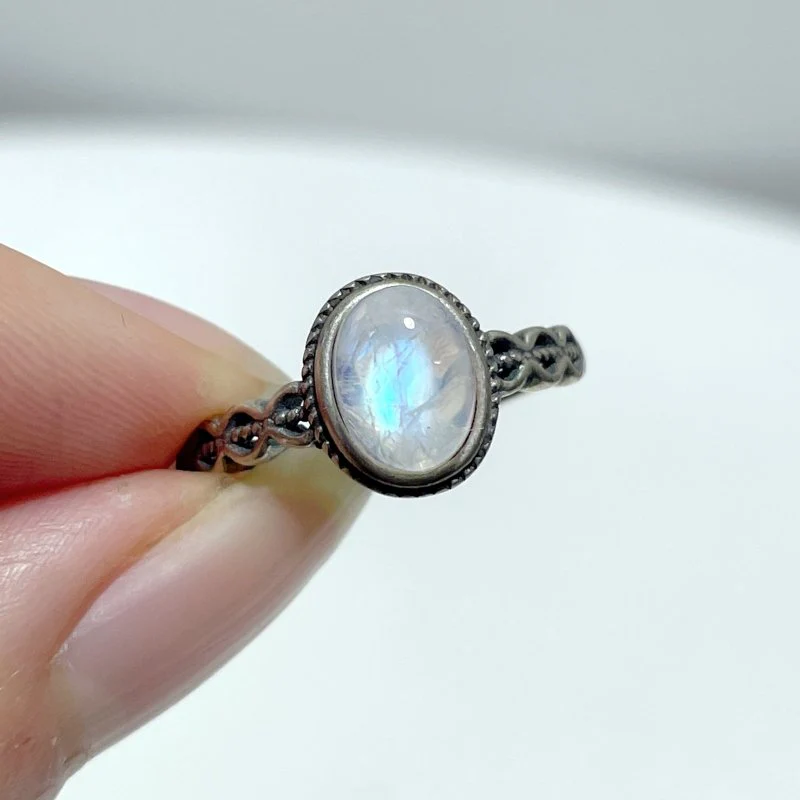 #B1 Silver Ring Wholesale Blue Moonstone Golden Rutile Garnet Black Tourmaline Ring - Image 5