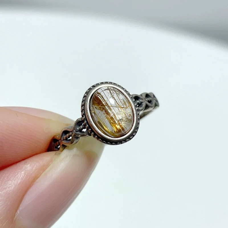 #B1 Silver Ring Wholesale Blue Moonstone Golden Rutile Garnet Black Tourmaline Ring - Image 6