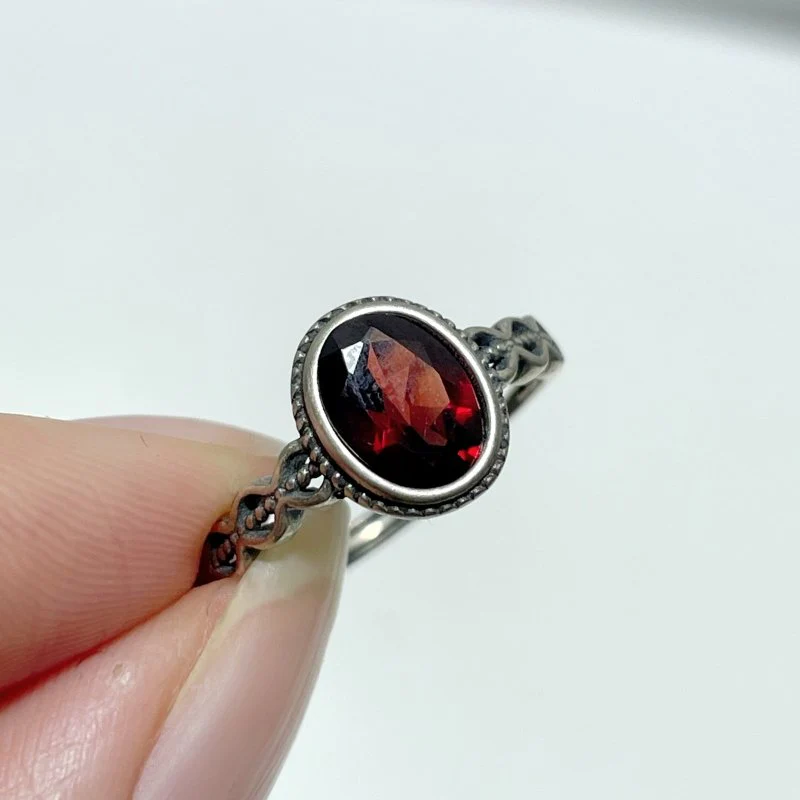 #B1 Silver Ring Wholesale Blue Moonstone Golden Rutile Garnet Black Tourmaline Ring - Image 8