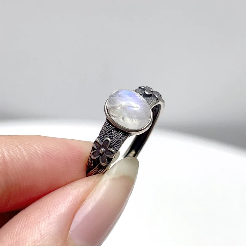 #B4 Silver Rings Wholesale Moonstone Golden Rutile Garnet Sunstone