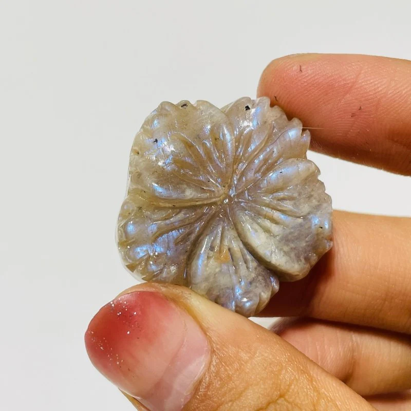 18 Pieces Moonstone Mixed Sunstone Flower Carving - Image 5