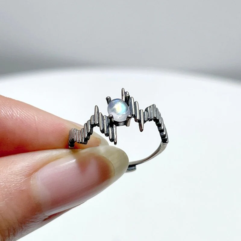 #B5 Silver Ring Wholesale Blue Tanzanite Moonstone Ring