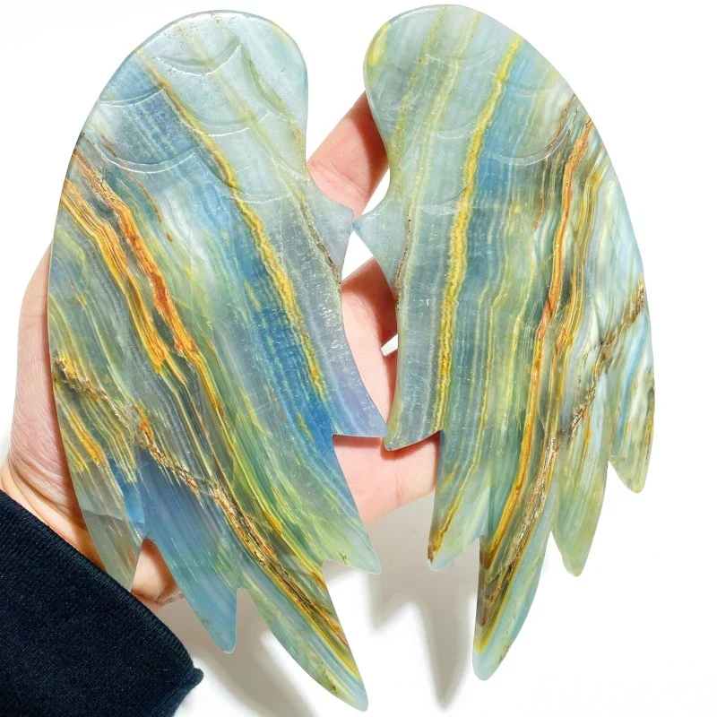 Blue Onyx Angel Wing Carving With Stand - Image 2