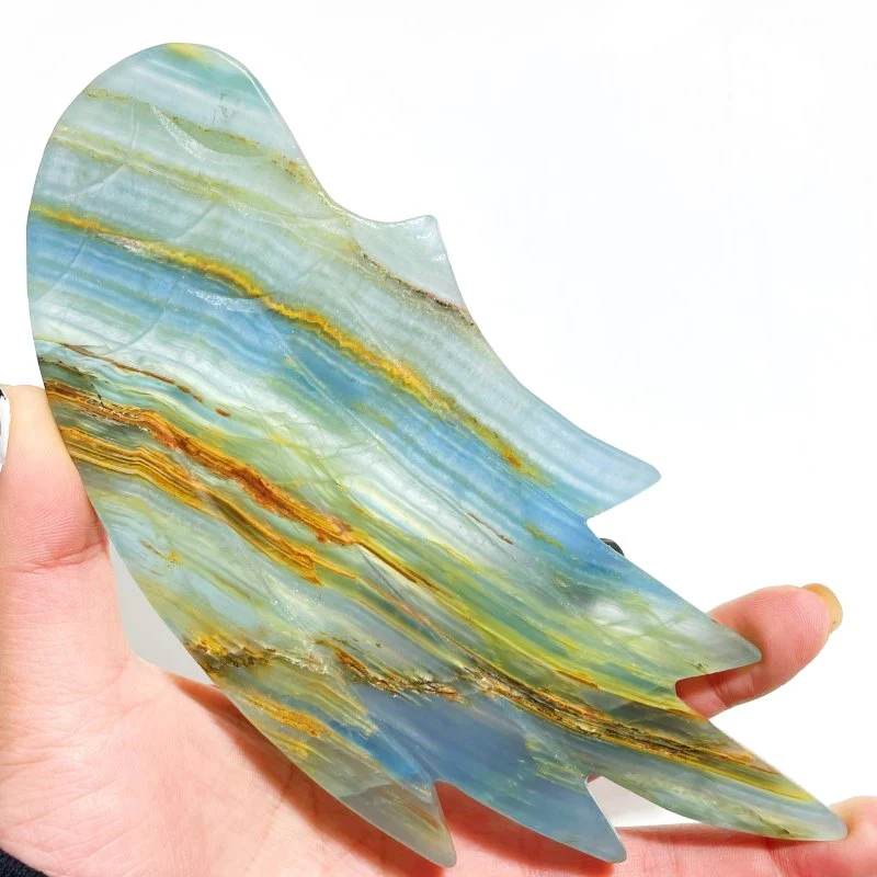 Blue Onyx Angel Wing Carving With Stand - Image 3