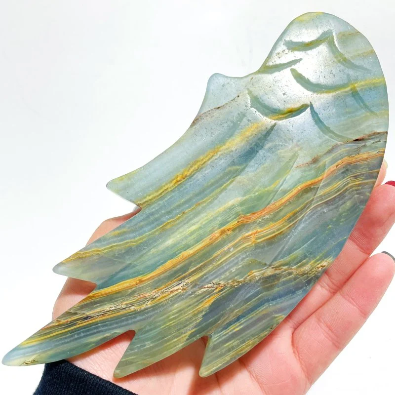 Blue Onyx Angel Wing Carving With Stand - Image 4