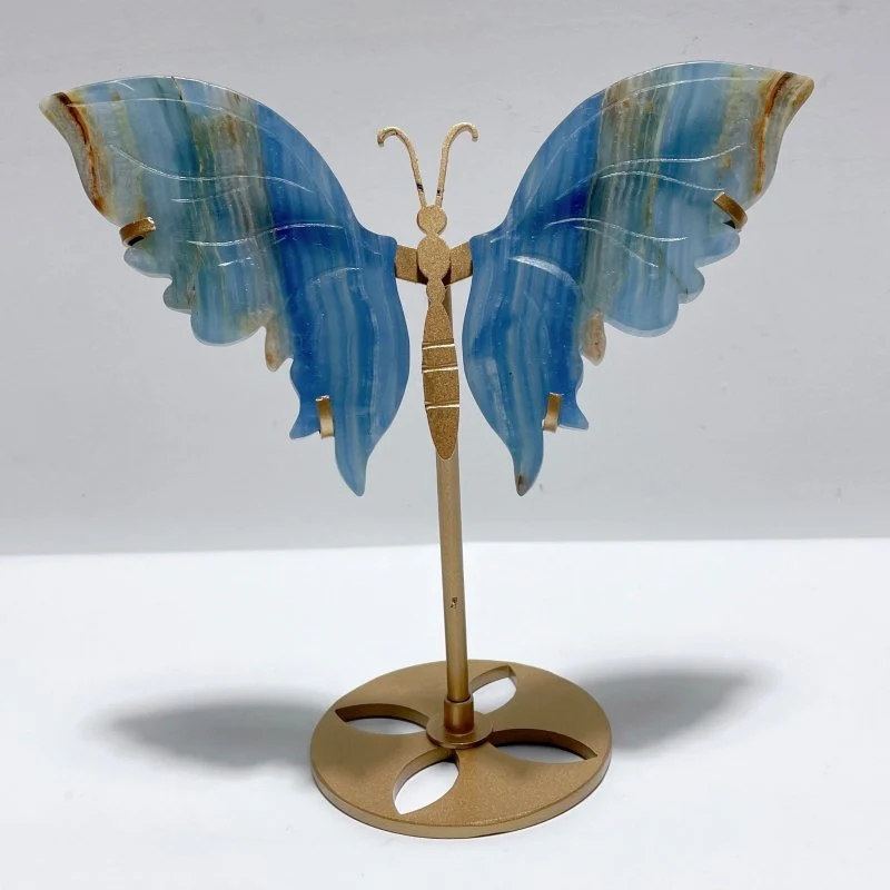 3 Pairs Blue Onyx Butterfly Wing With Stand - Image 2