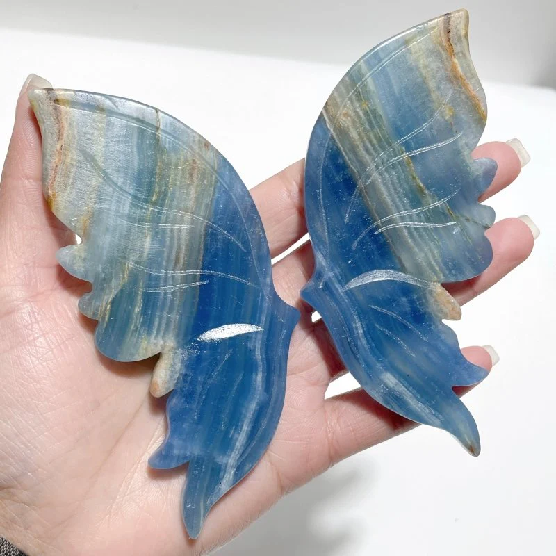 3 Pairs Blue Onyx Butterfly Wing With Stand - Image 3