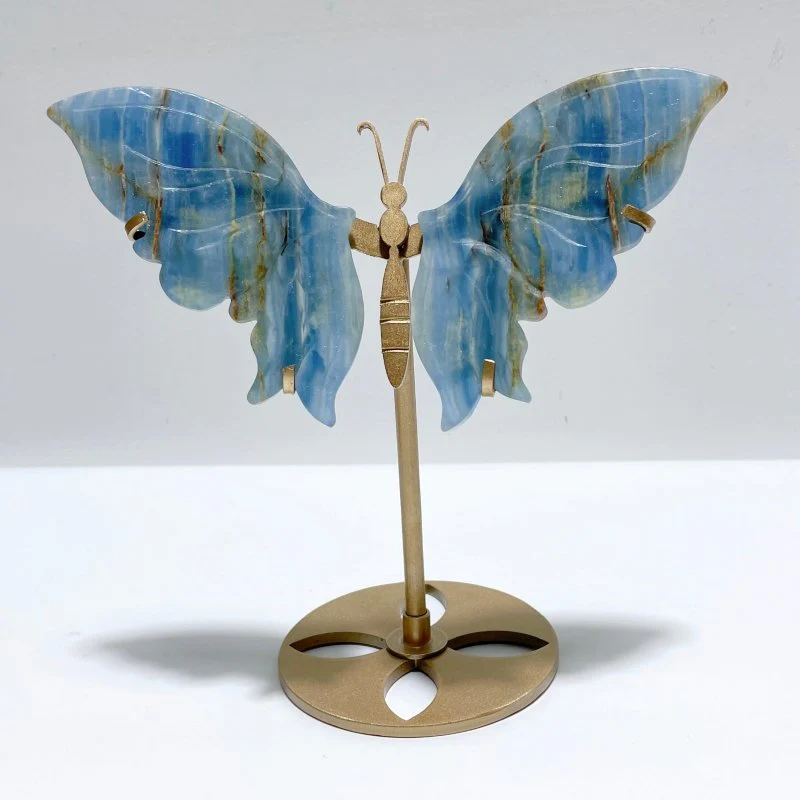 3 Pairs Blue Onyx Butterfly Wing With Stand - Image 4