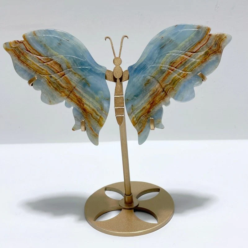 3 Pairs Blue Onyx Butterfly Wing With Stand - Image 6