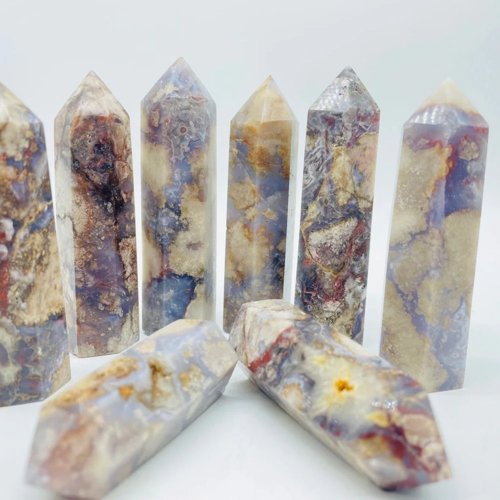 Blue Sakura Flower Agate Tower Point Crystal Wholesale - Image 3