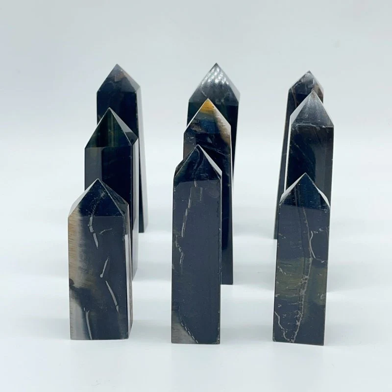 Blue Tiger Eye Four-Sided Tower Points Wholesale - Image 3