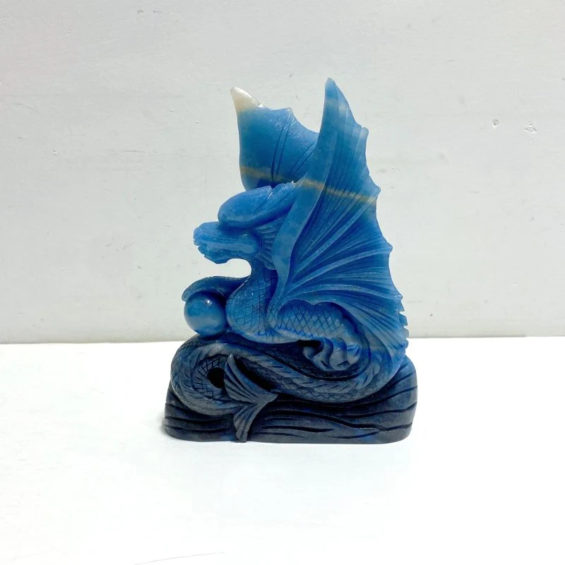 Blue Trolleite Flying Dragon Carving #15