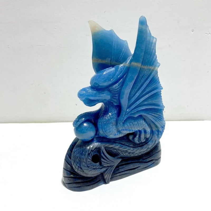 Blue Trolleite Flying Dragon Carving #15 - Image 2