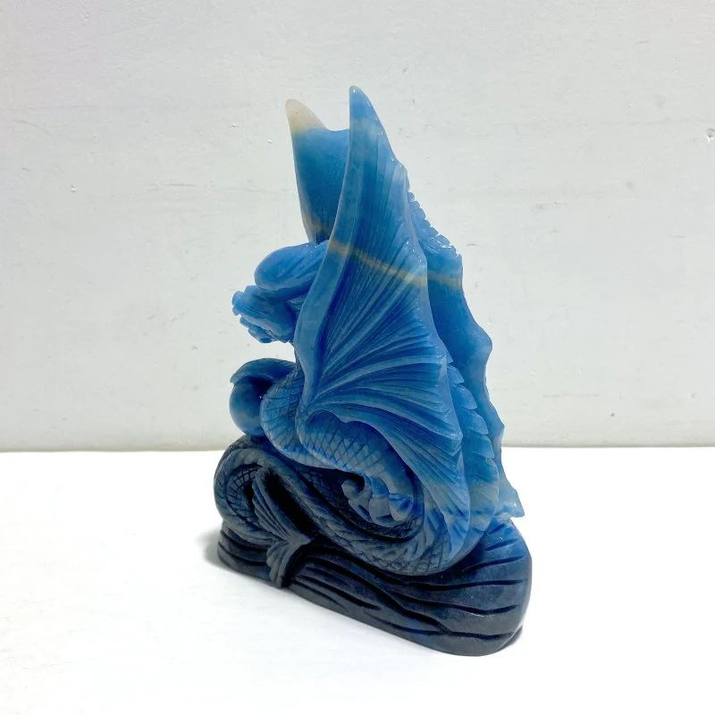 Blue Trolleite Flying Dragon Carving #15 - Image 3
