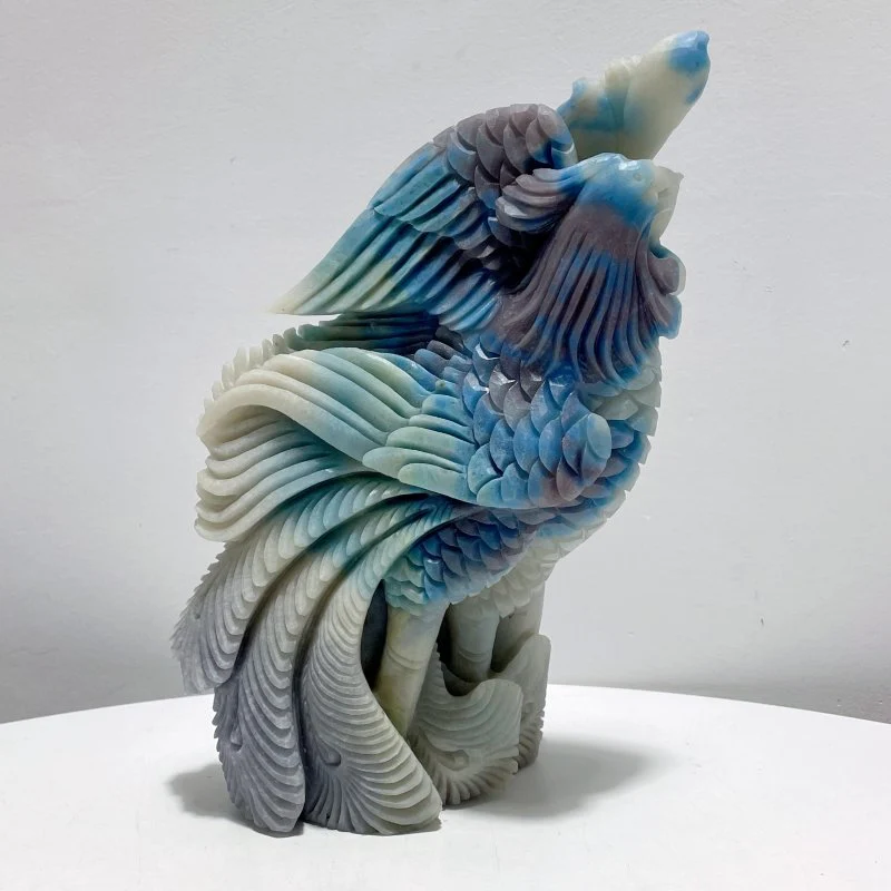 Large Blue Trolleite Phoenix Carving
