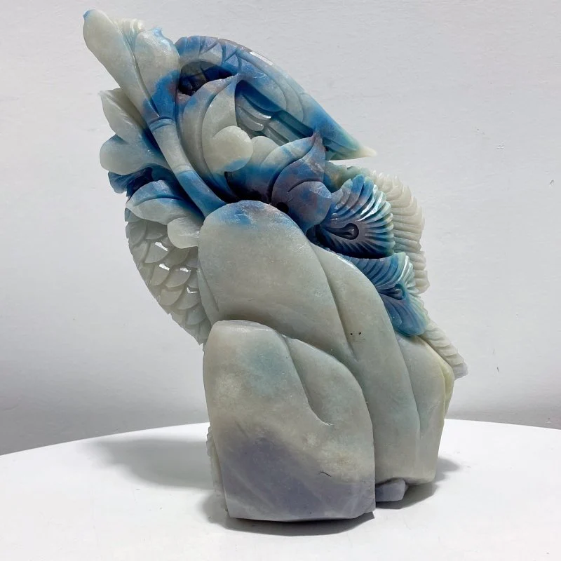Large Blue Trolleite Phoenix Carving - Image 4