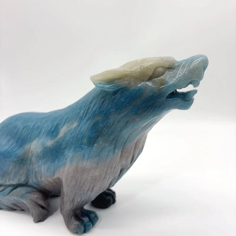 Blue Trolleite Wolf Crystal Carving - Image 3